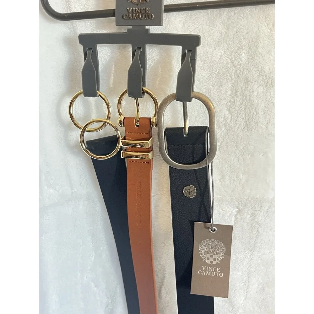 Vince Camuto Mens Belt 3 pack (2 black & 1 brown) Size Small